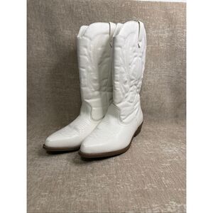 Coconuts Women's Gaucho Faux Leather Embroidered Cowgirl Boots White Size 10M